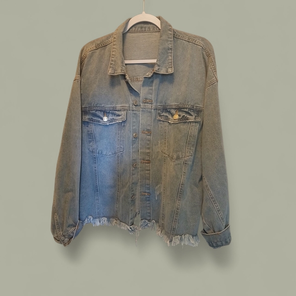 Ami Go Sky Blue Frayed Denim Jacket - Picture 2 of 12